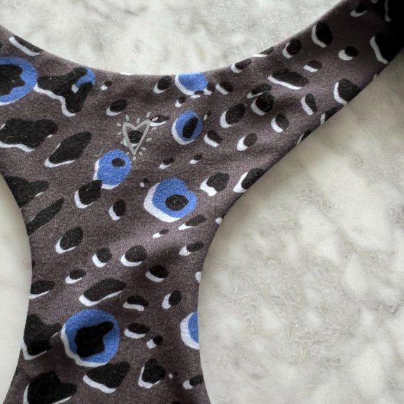 betsy johnson blue and grey leopard polkadot sports bra - size xl - Picture 3 of 4